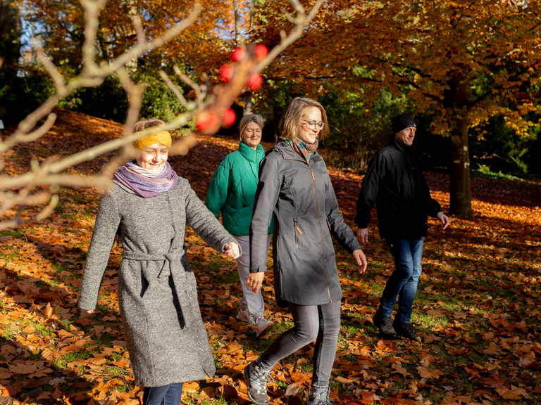 Gruppe spaziert durch herbstlichen Park - Mind-Body-Medizin - Naturheilkunde Berlin Gruppe spaziert durch herbstlichen Park - Mind-Body-Medizin - Naturheilkunde Berlin